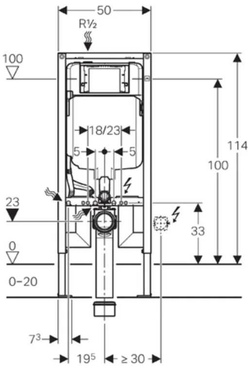 Geberit Duofix Sigma 8 cm Inbouwreservoir met frame