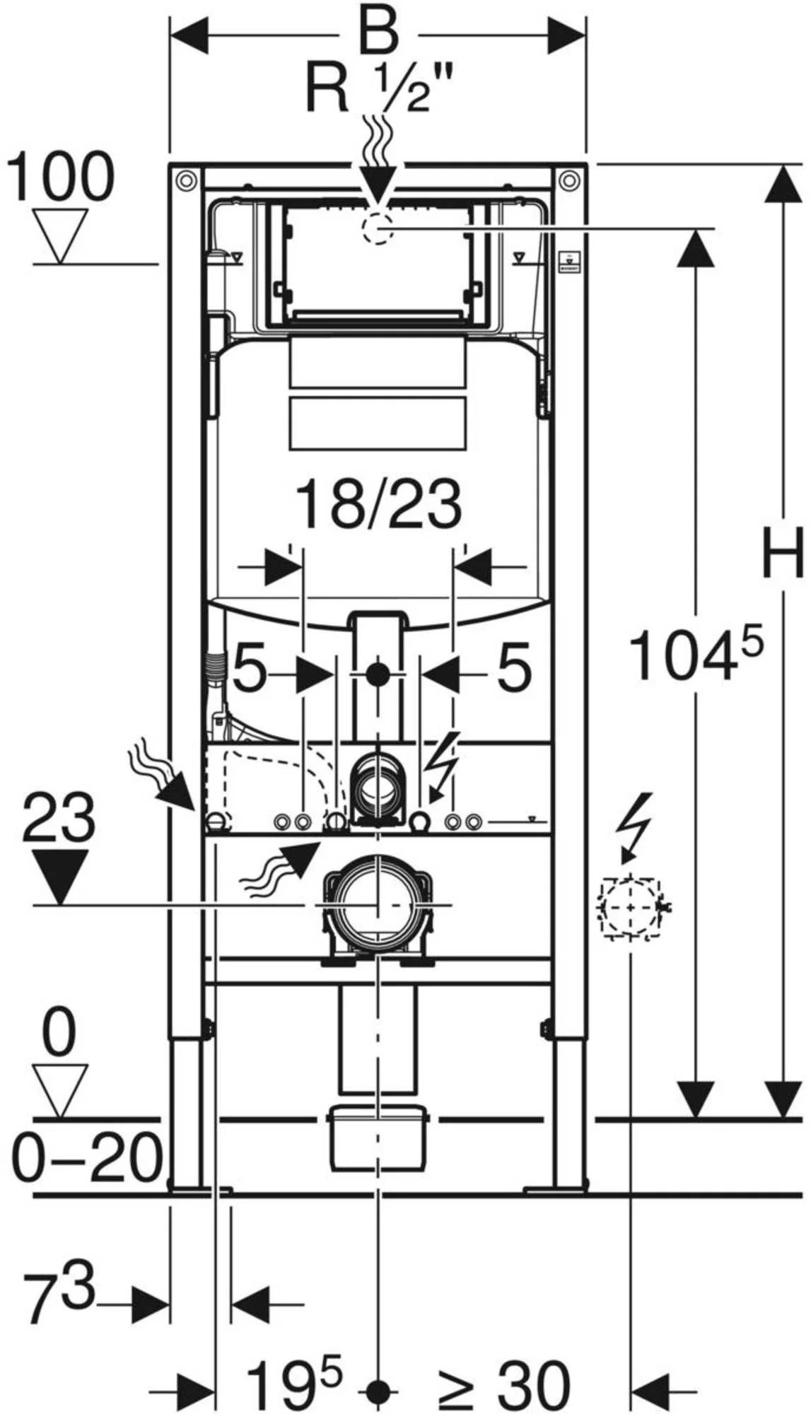 Geberit Duofix Sigma 12 cm Inbouwreservoir met frame - Afbeelding 10