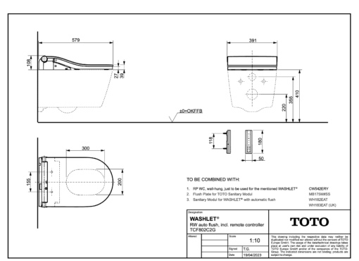 Toto Washlet RW autoflush - Inclusief afstandsbediening