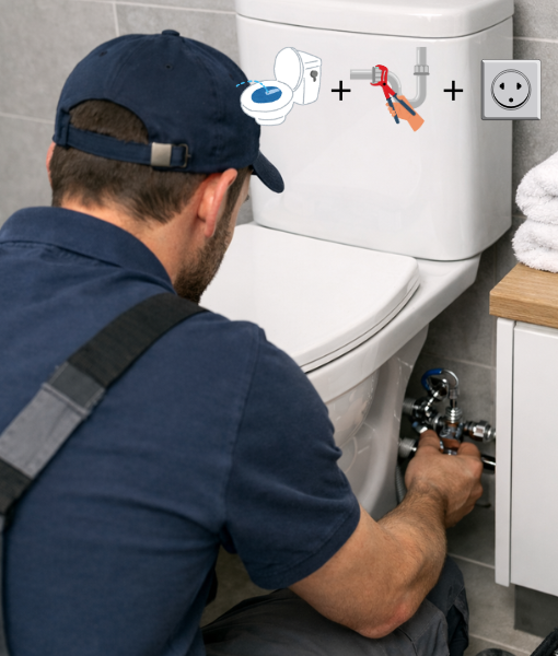 Water + Elektra + Bidet installatie