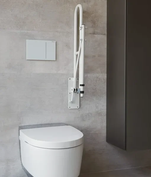 Homecare Opklapbare Toiletbeugel met Steunvoet - Verstelbare Toiletsteun - Wit