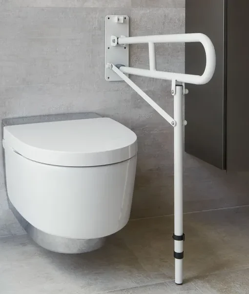 Homecare Opklapbare Toiletbeugel met Steunvoet - Verstelbare Toiletsteun - Wit