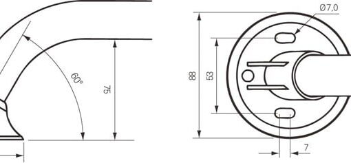 Rechte Wandbeugel - Verkrijgbaar van 30 t/m 140 cm
